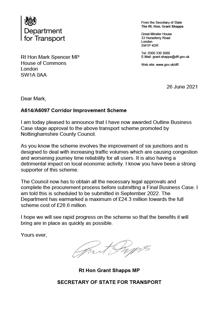 Letter from Grant Shapps