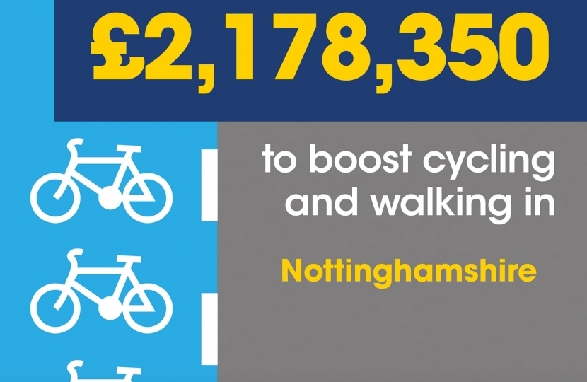 Nottinghamshire to receive an extra £2,178,350 to boost county-wide cycling and walking infrastructure